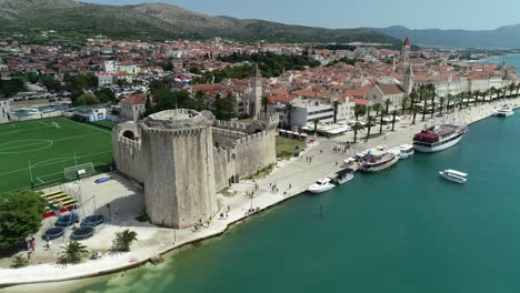 A-beautiful-aerial-view-of-the-Croatian-city-of-Trogir