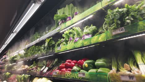 Organic-produce-section-of-a-grocery-store-with-mist-spray-to-freshen