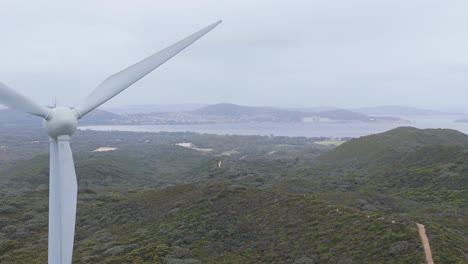 Close-up-of-wind-farm-turbine-in-Albany,-Western-Australia