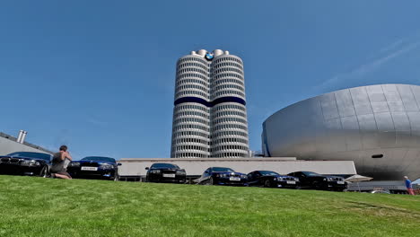 50-years-of-BMW-M-at-the-museum-in-Munich,-Germany-BMW-M5-E39-Cars-time-lapse
