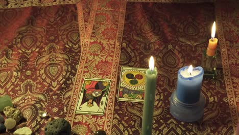 Close-up-of-a-reading-of-the-future-using-tarot-cards