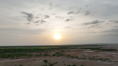 Nagarparkar-at-sunset-rural-open-field-landscape-close-to-Mithi,-Sindh,-Pakistan