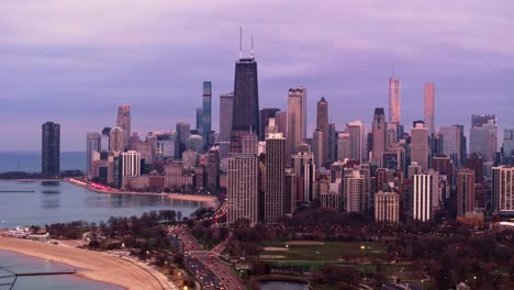 Chicago-blue-hour-aerial-view