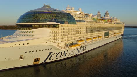 World's-biggest-cruise-ship-ICON-OF-THE-SEAS-during-second-sea-trials-in-Finnish-archipelago-at-sunrise