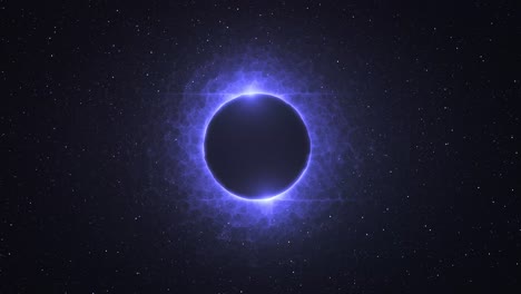 Eclipse-Solar-En-Bucle-Con-Rayos-De-Luz-Radiantes-Contra-El-Portal-Del-Cielo-Lleno-De-Estrellas