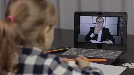 Children-pupil-distance-education-on-laptop.-Online-lesson-at-home-with-teacher