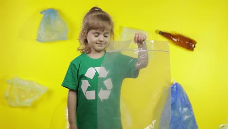 Girl-activist-with-cellophane-and-paper-packages.-Reduce-plastic-pollution.-Save-ecology-environment