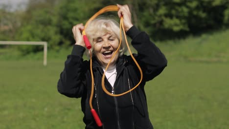 Active-senior-elderly-80-years-old-caucasian-woman-do-morning-physical-exercises