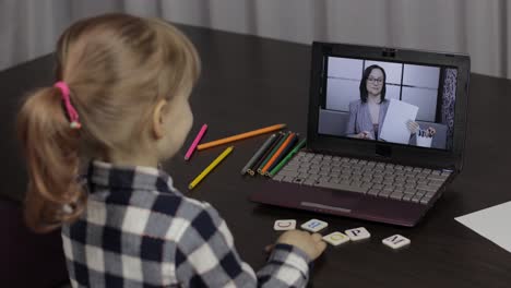 Children-distance-education-on-laptop.-Online-lesson-at-home-with-woman-teacher