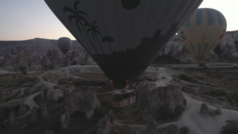 Aerial-view-turkey-in-Cappadocia-hot-air-balloon-in-close-up-in-hot-air-balloon-beautiful-palce-in-turkey