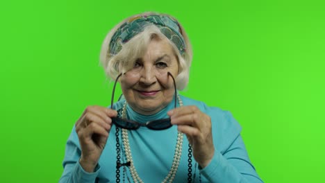 Elderly-stylish-trendy-grandmother.-Caucasian-woman-posing.-Chroma-key