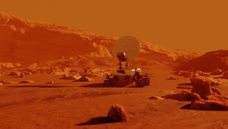 Pequeño-Rover-En-La-Superficie-Del-Planeta-Rojo-De-Marte-Explorando