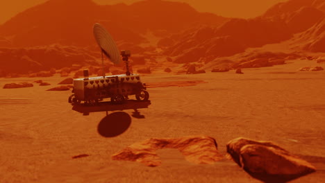 Robot-Marte-Buscando-La-Superficie-Del-Planeta-Rojo