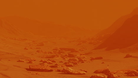 Landschaft-Der-Marsoberfläche-Mit-Gelben-Felsen