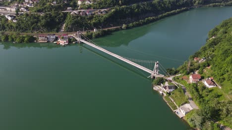 Drone-view-of-the-Neretva-River,-view-of-the-river-running-through-the-greenery-in-Bosnia