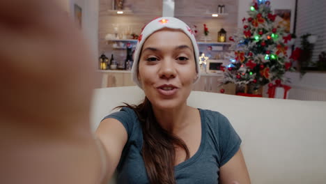 POV-of-festive-woman-using-video-call-communication