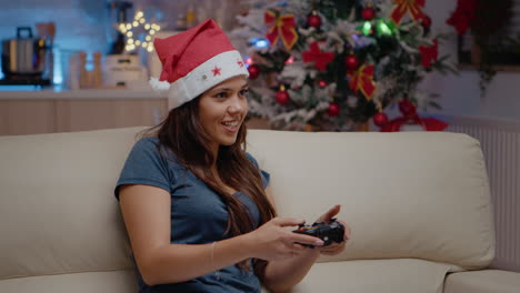 Close-up-of-woman-winning-video-games-on-TV-console