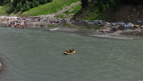 Aerial-of-people-rafting-in-Naran-village-of-Pakistan-on-Kunhar-river