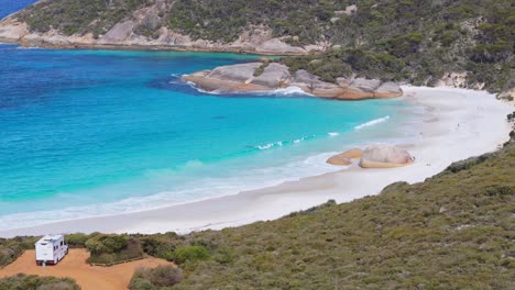 Aerial-view-over-the-pristine-secluded-Little-beach-in-Western-Australia