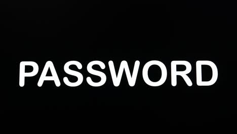 Close-up-of-PASSWORD-being-typed-into-computer-monitor-screen-with-blinking-cursor-on-black-background-copy-space