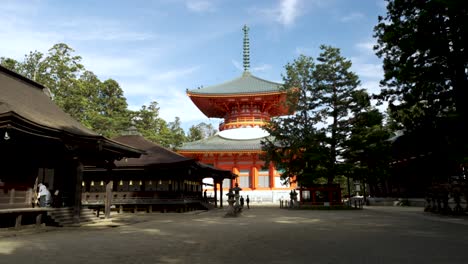 Grand-Central-Pagoda-In-Koyasan,-Japan-Buddhist-temple-touristic-attraction