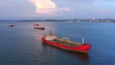 LPG-Carrier-Ship-Floating-Near-The-Balikpapan-Port-In-East-Kalimantan,-Indonesia