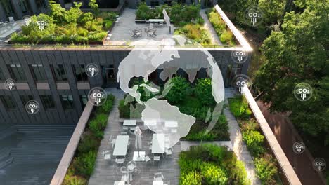 Net-zero-rooftop-garden-with-globe-and-CO2-reduction-animation