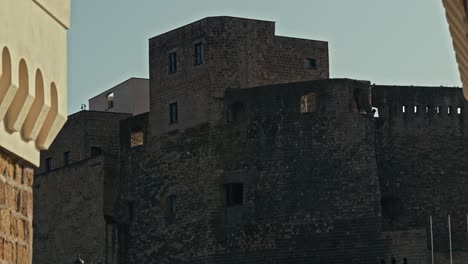 Ancient-fort-overlooking-seaside---Castel-dell'Ovo,-Naples