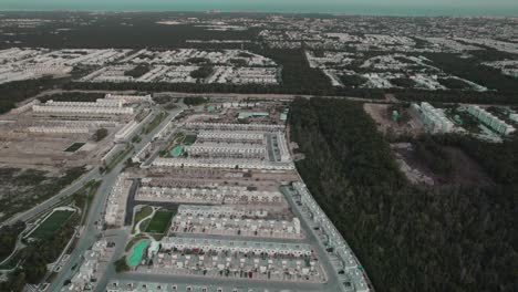 Drone-Shot-above-a-suburb-in-Playa-del-Carmen-Mexico