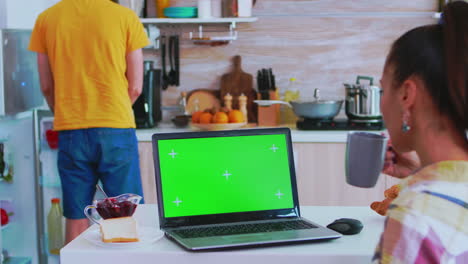 Freiberufler-Nutzt-Laptop-Mit-Grünem-Bildschirm