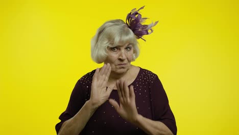 Senior-old-woman-asking-to-stop-and-showing-restrict-gestures-with-hands-displeased-with-something