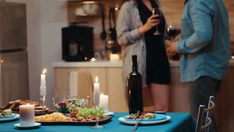 Couple-flirting-during-romantic-dinner