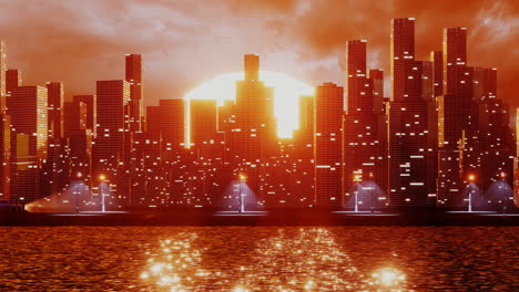 Futuristic-city-with-skyscrapers-near-the-water