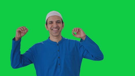 Happy-Muslim-man-dancing-and-enjoying-Green-screen