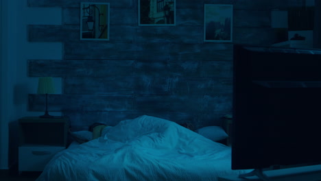 Couple-sleeping-under-the-blanket-in-bedroom-with-moon-light