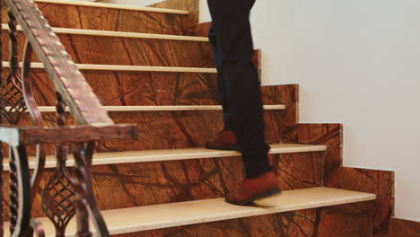 Close-up-of-business-people-legs-moving-on-stairs