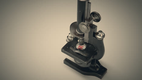 Medizinisches-Und-Biologisches-Konzept.-Ein-Altes-Vintage-Mikroskop-Im-Labor.-Professionelle-Wissenschaftliche-Ausrüstung-Mit-Makrolinsen-Zur-Untersuchung,-Prüfung-Und-Analyse-Von-Mikroben,-Bakterien-Und-Zellen.