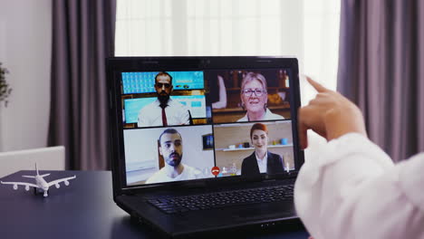 Video-conference-of-business-woman