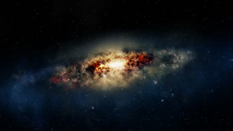 Vista-Espectacular-De-Una-Galaxia-Brillante:-Un-Sistema-De-Estrellas-Gravitacionalmente-Ligado,-Restos-Estelares,-Gas-Interestelar,-Polvo-Y-Materia-Oscura.-Las-Nebulosas-Se-Organizan-En-Grupos,-Cúmulos-Y-Supercúmulos.