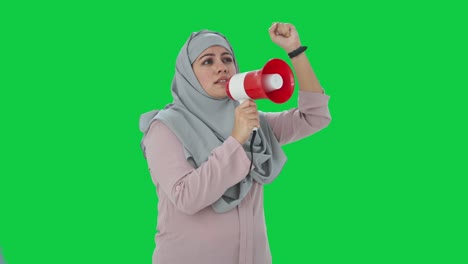 Muslimischer-Angestellter-Protestiert-Für-Rechte,-Grüner-Bildschirm