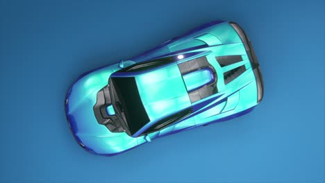 Iridescent-supercar-with-fluid-design-lines-in-3D-animation,-presenting-a-high-gloss-finish-and-dynamic-stance.