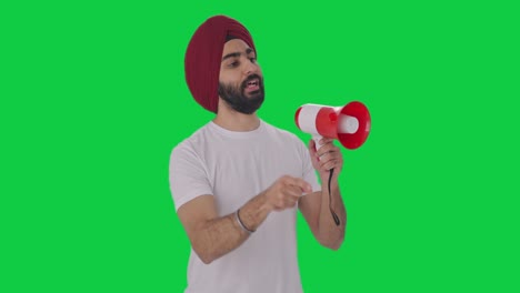 Sikh-Indianer-Protestiert-Für-Rechte,-Grüner-Bildschirm