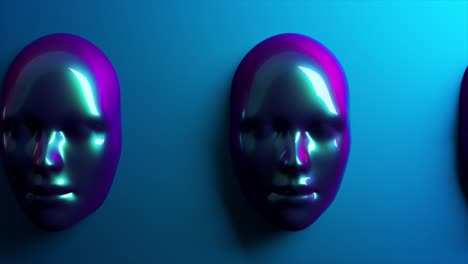 Futuristisches-Kopfporträt-Mit-Holografischer-Farbverlaufstextur,-Künstlicher-Intelligenz-Und-Digitalem-Technologiekonzept,-Nahaufnahme-Eines-Cyborg-Gesichts,-Schillernde-Neonlicht-3D-Renderillustration.