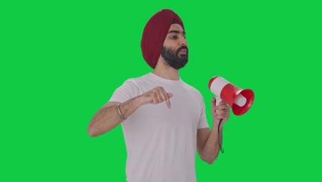 Wütender-Sikh-Indianer,-Der-Für-Rechte-Protestiert,-Grüner-Bildschirm
