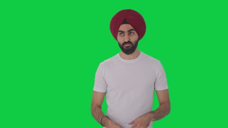 Frustrierter-Sikh-Indianer,-Der-Einen-Mücken-Greenscreen-Fliegt