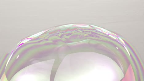 Shimmering-soap-bubble-burst-in-3D-animation,-a-dance-of-iridescent-fragments.-Slow-Motion