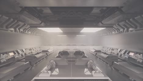 Zukunftstechnologiekonzept.-Science-Fiction-weißer-Tunnel.-Science-Fiction-Korridor-In-Weißer-Farbe.-Nahtlose-Schleife-Der-3D-Animation.