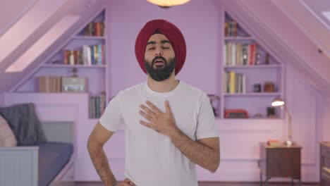 Kranker-Sikh-Indianer,-Der-An-Erkältung-Und-Husten-Leidet