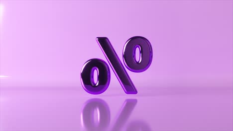 Símbolos-De-Porcentaje-De-Color-Púrpura-Brillante-En-Animación-3D,-Con-Superficies-Reflectantes-Y-Un-Fondo-Lila-Minimalista.