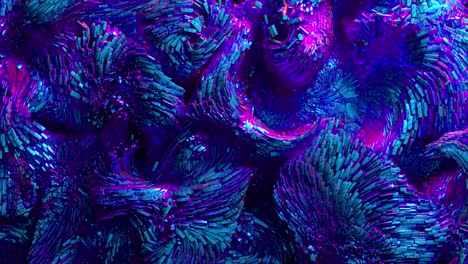 Fondo-3d-Con-Movimiento-Surrealista-En-Movimiento-Bolas-De-Fiesta-Onduladas-Festivas-Partículas-De-Esfera-Sustancia-Líquida-En-Color-Degradado-Púrpura